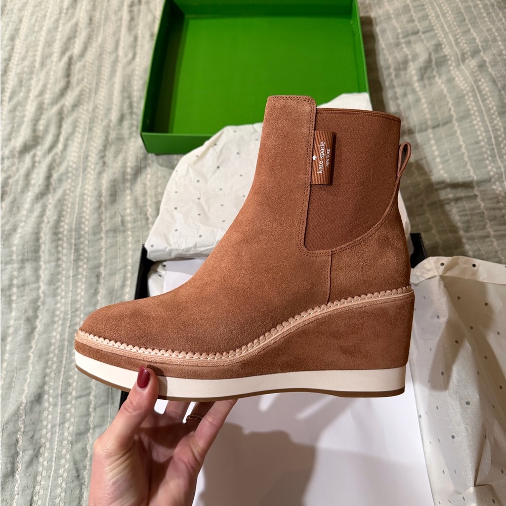 Kate Spade suede wedge booties